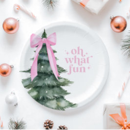 クリスマスホリデーパーティーああ何おもしろいピンク ペーパープレート