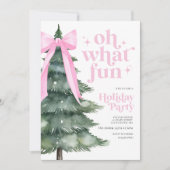 クリスマスホリデーパーティーああ何おもしろいピンク 招待状 (正面)