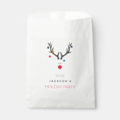 クリスマスホリデーパーティーおもしろいトナカイ白い赤 フェイバーバッグ (正面)
