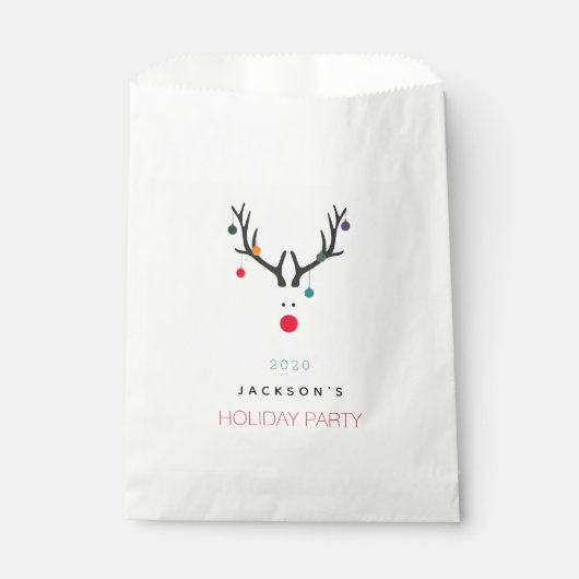 クリスマスホリデーパーティーおもしろいトナカイ白い赤 フェイバーバッグ (正面)
