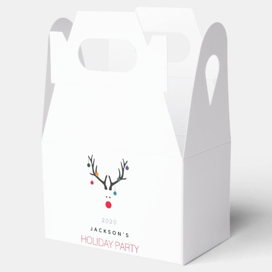 クリスマスホリデーパーティーおもしろいトナカイ白い赤 フェイバーボックス (オープン)
