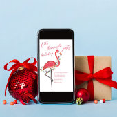 クリスマスホリデーパーティーかわいいピンクフラミンゴ 招待状