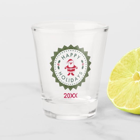 クリスマスホリデーパーティーかわいい漫画サンタ ショットグラス (正面)