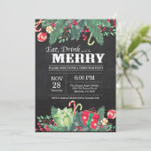 クリスマスホリデーパーティーの招待状チョークボード 招待状 (スタンド正面)