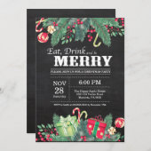 クリスマスホリデーパーティーの招待状チョークボード 招待状 (正面/裏面)