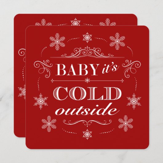 クリスマスホリデーパーティーまたはエレースキーカクテル 招待状 (正面/裏面)