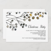 クリスマスホリデーパーティーウエレガントィンターお祝い 招待状 (正面/裏面)
