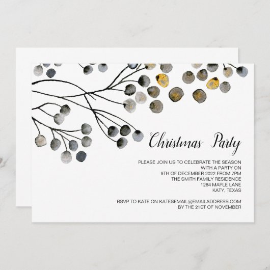 クリスマスホリデーパーティーウエレガントィンターお祝い 招待状