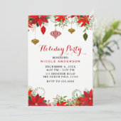 クリスマスホリデーパーティーオーナメント&ポインセチア 招待状 (スタンド正面)