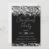 クリスマスホリデーパーティーシルバーきらめくライト 招待状 (正面)