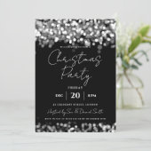 クリスマスホリデーパーティーシルバーきらめくライト 招待状 (スタンド正面)
