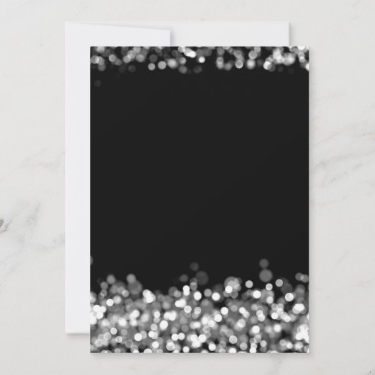 クリスマスホリデーパーティーシルバーきらめくライト 招待状 (裏面)