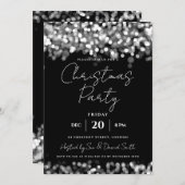 クリスマスホリデーパーティーシルバーきらめくライト 招待状 (正面/裏面)