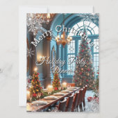 クリスマスホリデーパーティーディナーブルーレッドツリー 招待状 (正面)