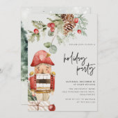 クリスマスホリデーパーティーディナー モダンなくるみ割り人形 招待状 (正面/裏面)