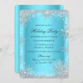 クリスマスホリデーパーティーブルーウィンターワンダーランド 招待状 (正面/裏面)