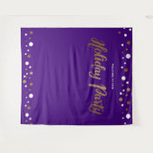 クリスマスホリデーパーティー企業の金ゴールド背景 タペストリー (正面(横))