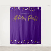 クリスマスホリデーパーティー企業の金ゴールド背景 タペストリー (正面)