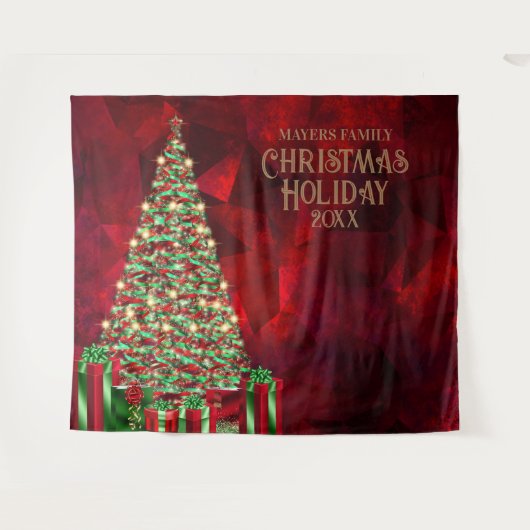クリスマスホリデーパーティー写真ブース背景 タペストリー (正面(横))