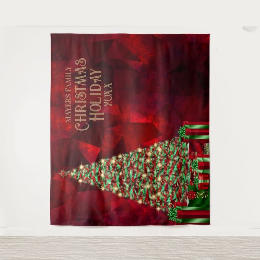 クリスマスホリデーパーティー写真ブース背景 タペストリー (正面)