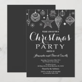 クリスマスホリデーパーティー招待状のオーナメント 招待状 (正面/裏面)