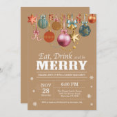 クリスマスホリデーパーティー招待状食べドリメリーンク 招待状 (正面/裏面)