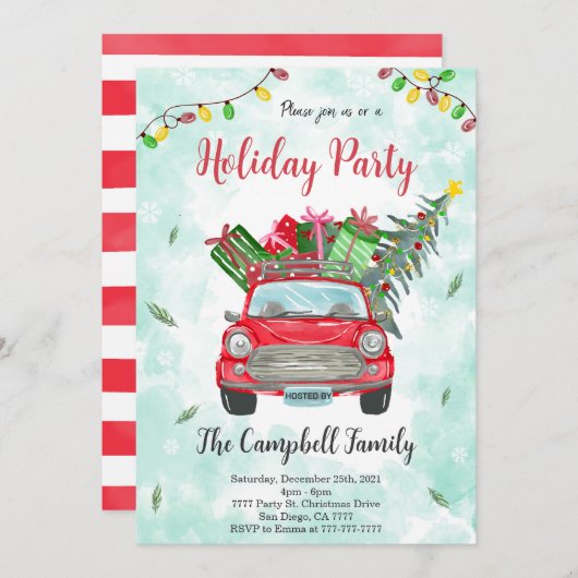 クリスマスホリデーパーティー招待状 招待状 (正面/裏面)