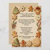 クリスマスホリデーパーティー用のクッキー 招待状 (正面/裏面)