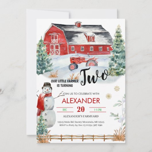 クリスマスホリデーパーティー誕生日招待状 招待状 (正面)