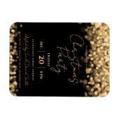 クリスマスホリデーパーティー金ゴールドきらめくライトInv マグネット (横)