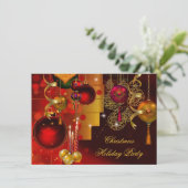 クリスマスホリデーパーティー金ゴールドレッドクリスマスデコレーション 招待状 (スタンド正面)