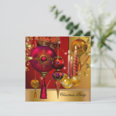 クリスマスホリデーパーティー金ゴールドレッドクリスマスボール 招待状 (スタンド正面)