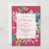 クリスマスホリデーパーティー鮮やかウォーターカラーフローラ 招待状 (正面)