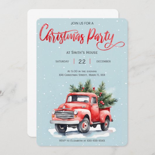 クリスマスホリデーパーティー 招待状 (正面/裏面)