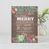 クリスマスホリデーパーティ招待状ウ素朴ッド 招待状 (スタンド正面)