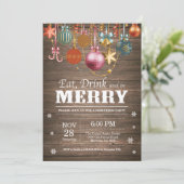 クリスマスホリデーパーティ招待状ウ素朴ッド 招待状 (スタンド正面)