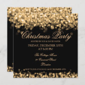 クリスマスホリデーパーティ金ゴールドの輝く光 招待状 (正面/裏面)