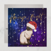 クリスマスホリデーパープルキャットサンタグリーティング (正面/裏面)