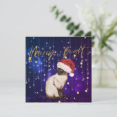 クリスマスホリデーパープルキャットサンタグリーティング (スタンド正面)