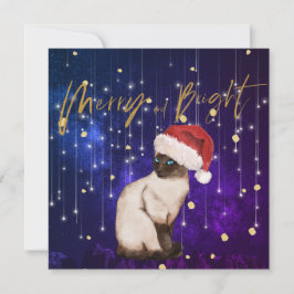 クリスマスホリデーパープルキャットサンタグリーティング