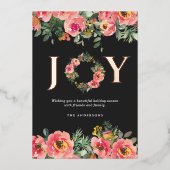 クリスマスホリデーピンクジョイリース植物学 箔招待状 (正面)