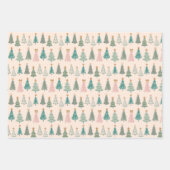 クリスマスホリデーピンクデコレーションラッピング紙 ラッピングペーパーシート (正面3)