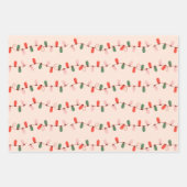 クリスマスホリデーピンクデコレーションラッピング紙 ラッピングペーパーシート (正面2)