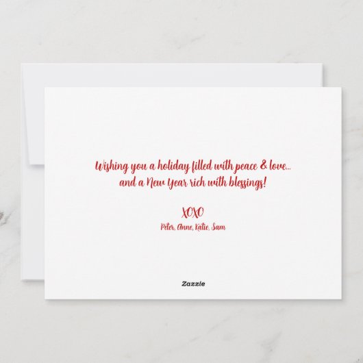 クリスマスホリデーピースオンアースウォーターカラーレッド シーズンカード (裏面)