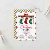 クリスマスホリデーファミリーパーティの招待状 カード (正面/裏面インサイチュ)