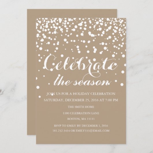 クリスマスホリデーファミリーパーティー 招待状 (正面/裏面)