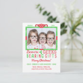 クリスマスホリデーファミリーフォト|個のおもしろいギーク シーズンポストカード (スタンド正面)