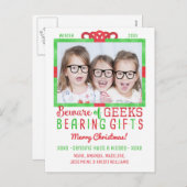 クリスマスホリデーファミリーフォト|個のおもしろいギーク シーズンポストカード (正面/裏面)