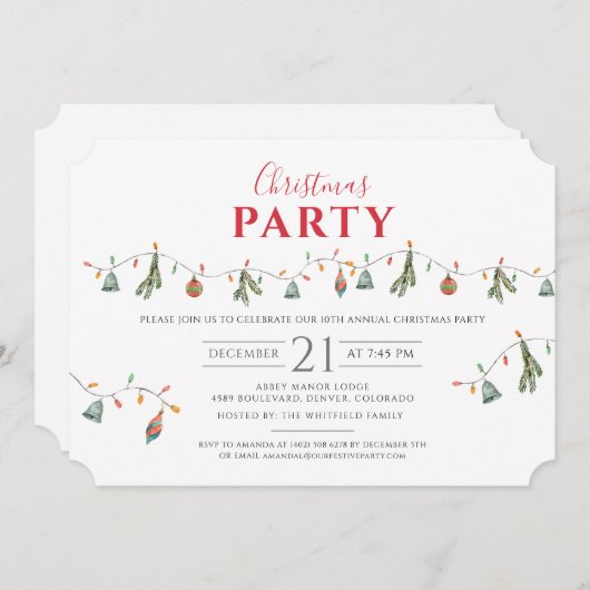 クリスマスホリデーファミリーモダンパーティー 招待状 (正面/裏面)