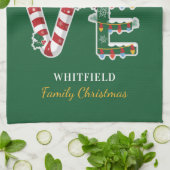 クリスマスホリデーファミリー引っ越し祝いパーティー キッチンタオル (折り畳み)